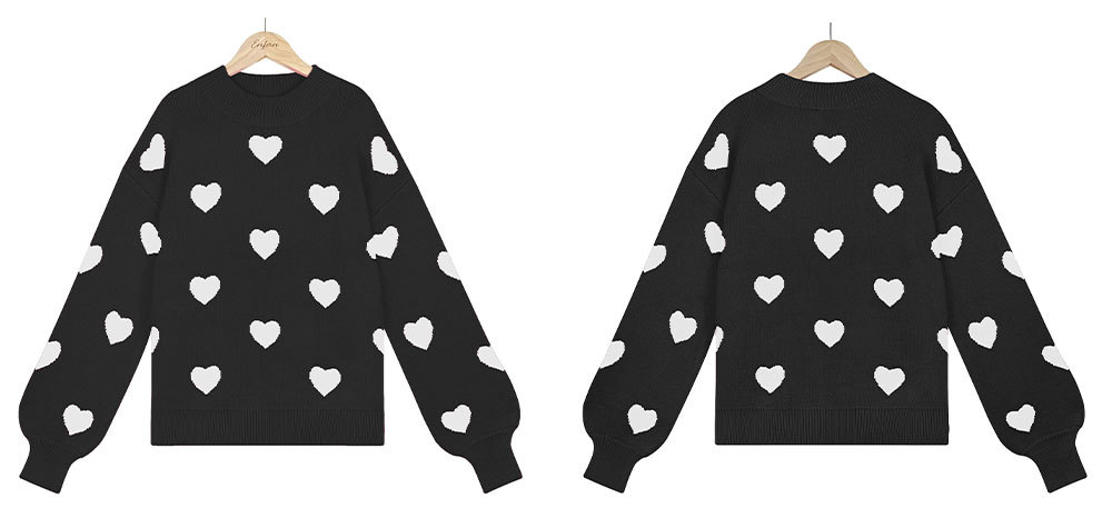 Women's heart pullover large size loose sweater 13