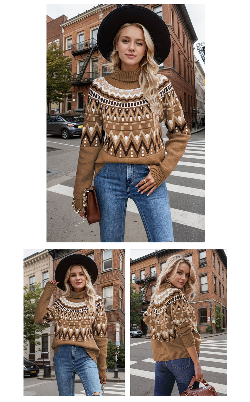 Vintage sweater high collar loose knit sweater 18