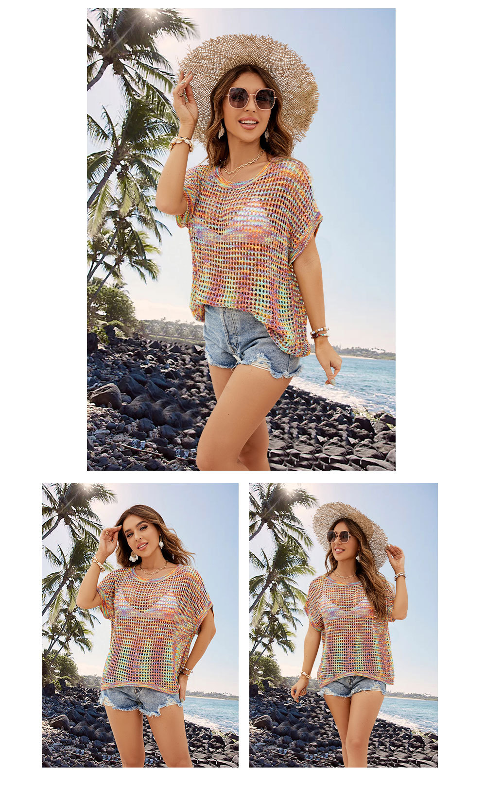 Crocheted loose bat sleeve sweater 49