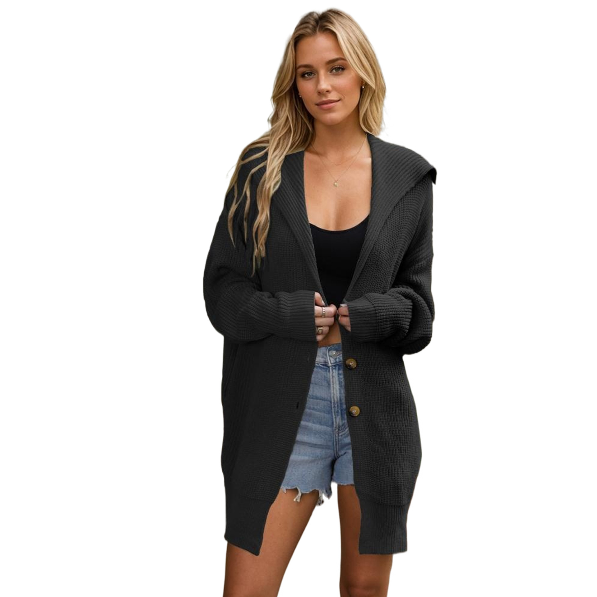 Lapel Pocket Cardigan Midi Sweater Jacket 28