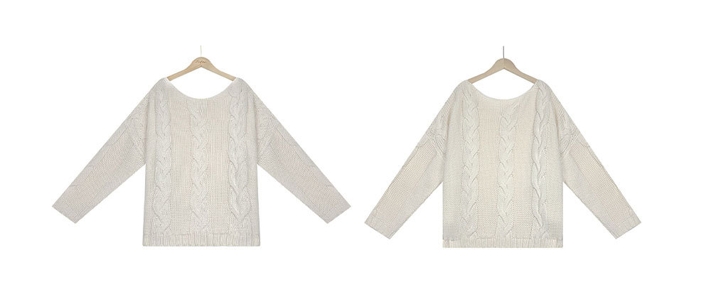 One-shoulder pullover elegant commuting loose sweater 57 02