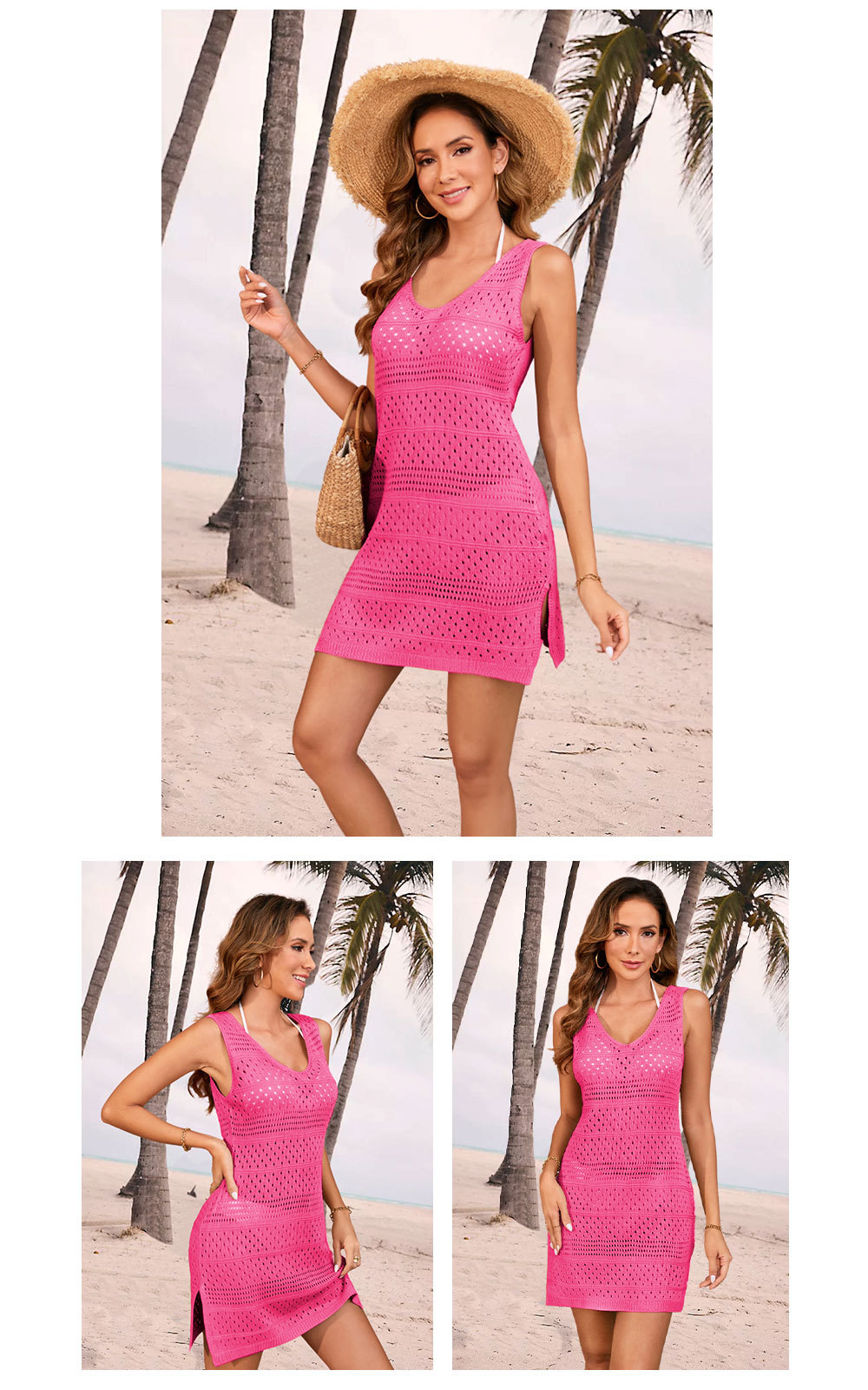 Sleeveless vest knitted hollow beach dress 38