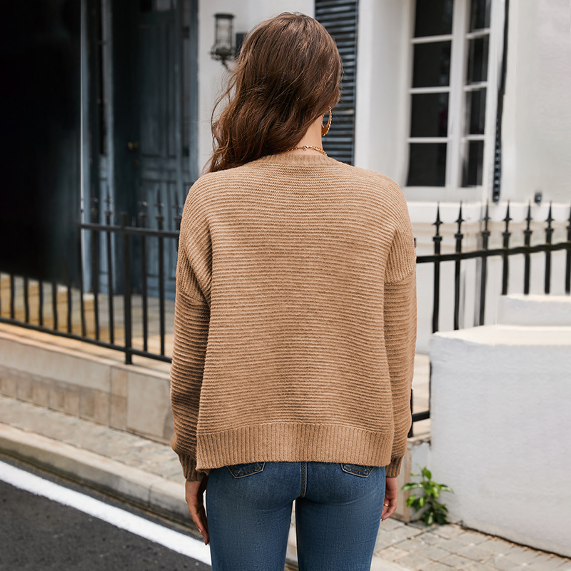 V-neck gradient loose plus size women's cardigan coat sweater 23